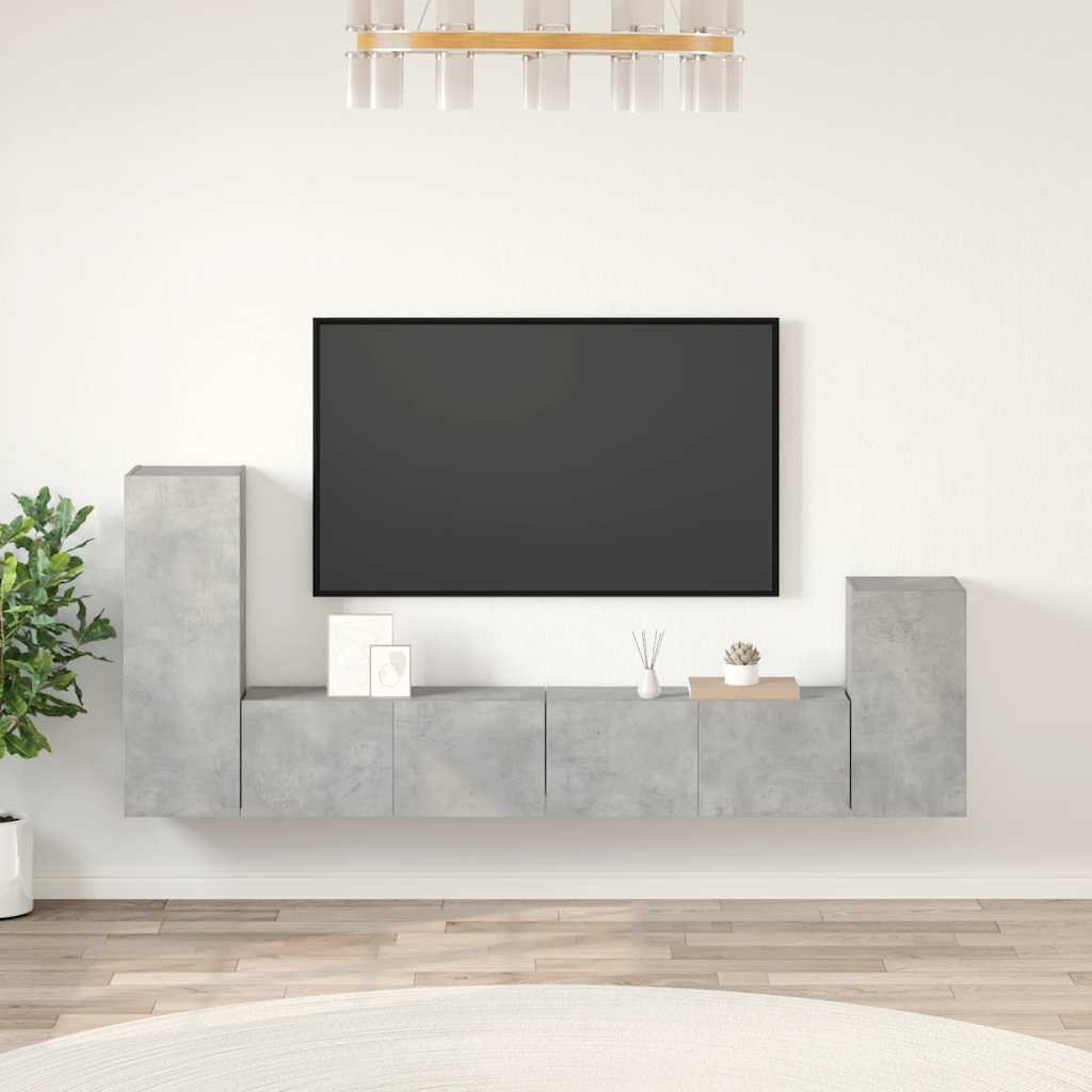 vidaXL Meuble TV 4 pcs Gris béton Aggloméré