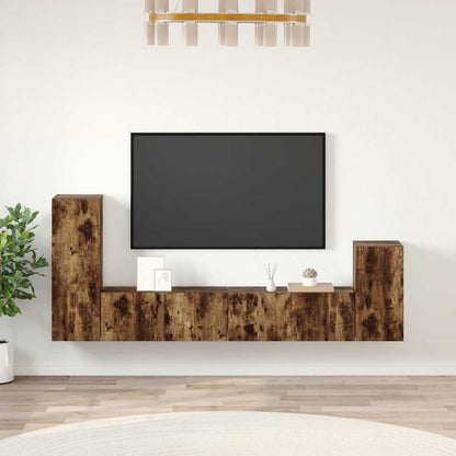 vidaXL Ensemble de 4 meubles TV en aggloméré chêne fumé