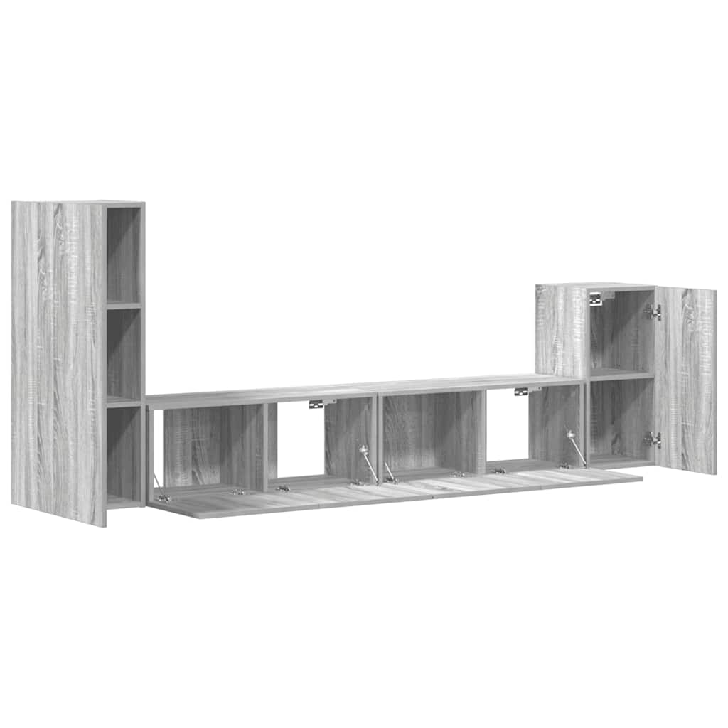 4-tlg. TV-Schrank-Set Grau Sonoma Holzwerkstoff