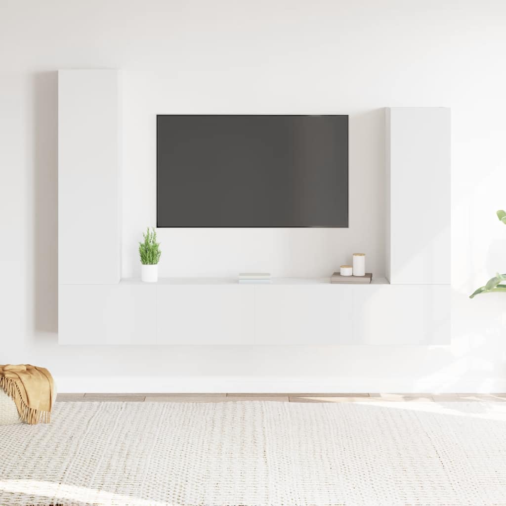 vidaXL Ensemble de 4 meubles TV Blanc Bois d'ingénierie