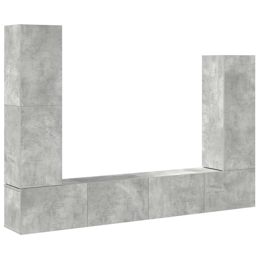 vidaXL 4-tlg. TV-Schrank-Set Betongrau Holzwerkstoff