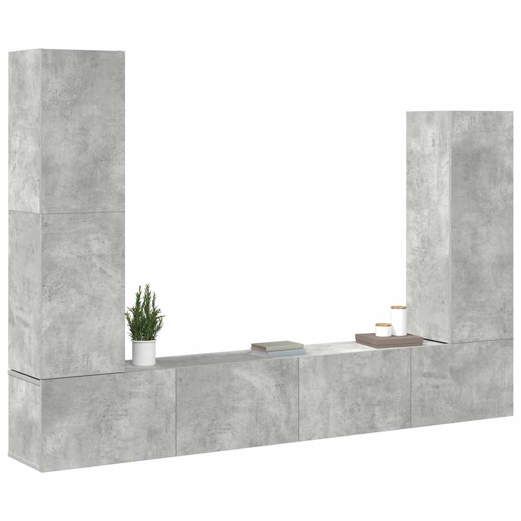 vidaXL 4-tlg. TV-Schrank-Set Betongrau Holzwerkstoff