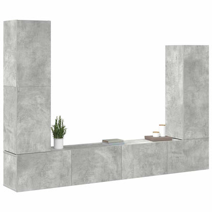 vidaXL 4-tlg. TV-Schrank-Set Betongrau Holzwerkstoff