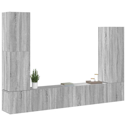 vidaXL 4-tlg. TV-Schrank-Set Grau Sonoma Holzwerkstoff