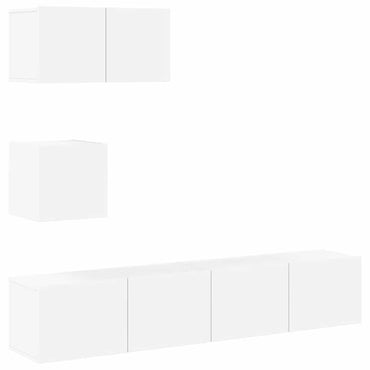 vidaXL Ensemble de 4 meubles TV Blanc Bois d'ingénierie