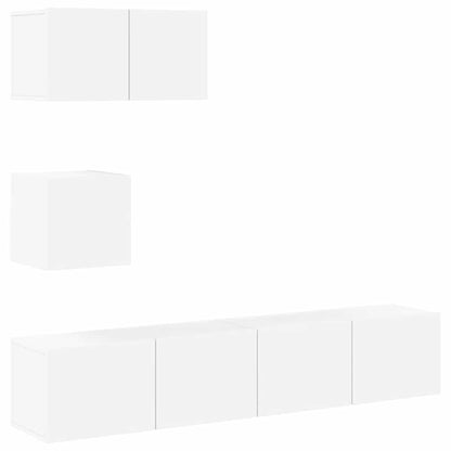 vidaXL 4-tlg. TV-Schrank-Set Weiß Holzwerkstoff