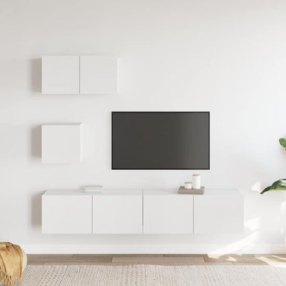 vidaXL 4-tlg. TV-Schrank-Set Weiß Holzwerkstoff