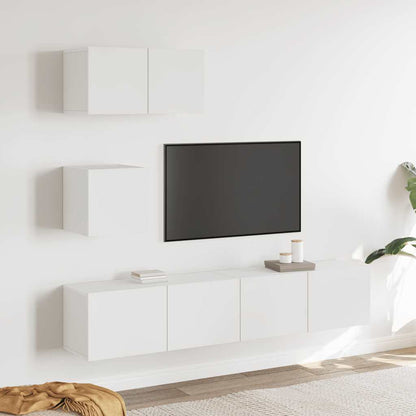 vidaXL 4-tlg. TV-Schrank-Set Weiß Holzwerkstoff