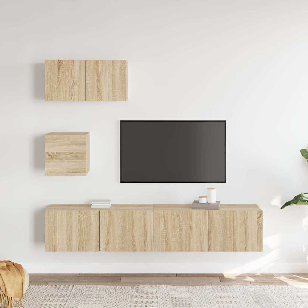 vidaXL Meuble TV 4 pcs Aggloméré Chêne Sonoma