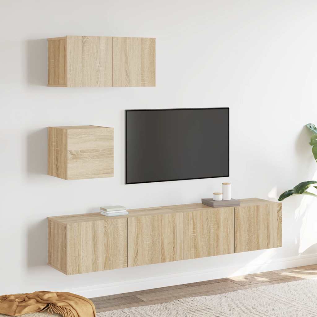 vidaXL Meuble TV 4 pcs Aggloméré Chêne Sonoma
