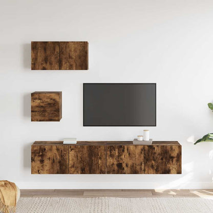 vidaXL Ensemble de 4 meubles TV en aggloméré chêne fumé