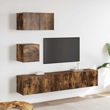 vidaXL Ensemble de 4 meubles TV en aggloméré chêne fumé