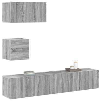 vidaXL Meuble TV, 4 pcs, Gris sonoma, Bois d'ingénierie