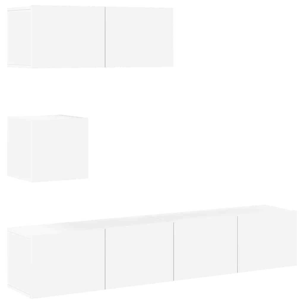 vidaXL 4-tlg. TV-Schrank-Set Weiß Holzwerkstoff