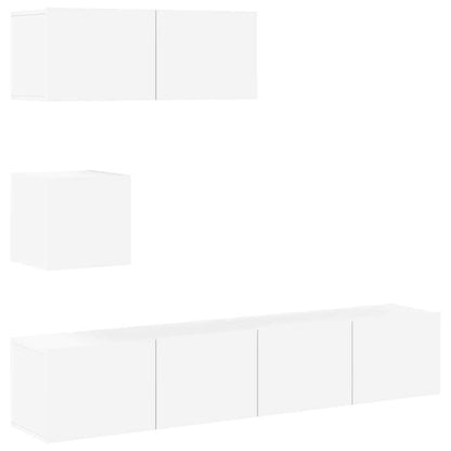 vidaXL 4-tlg. TV-Schrank-Set Weiß Holzwerkstoff