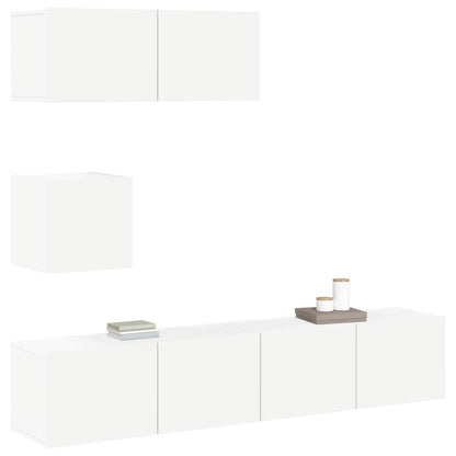 vidaXL 4-tlg. TV-Schrank-Set Weiß Holzwerkstoff