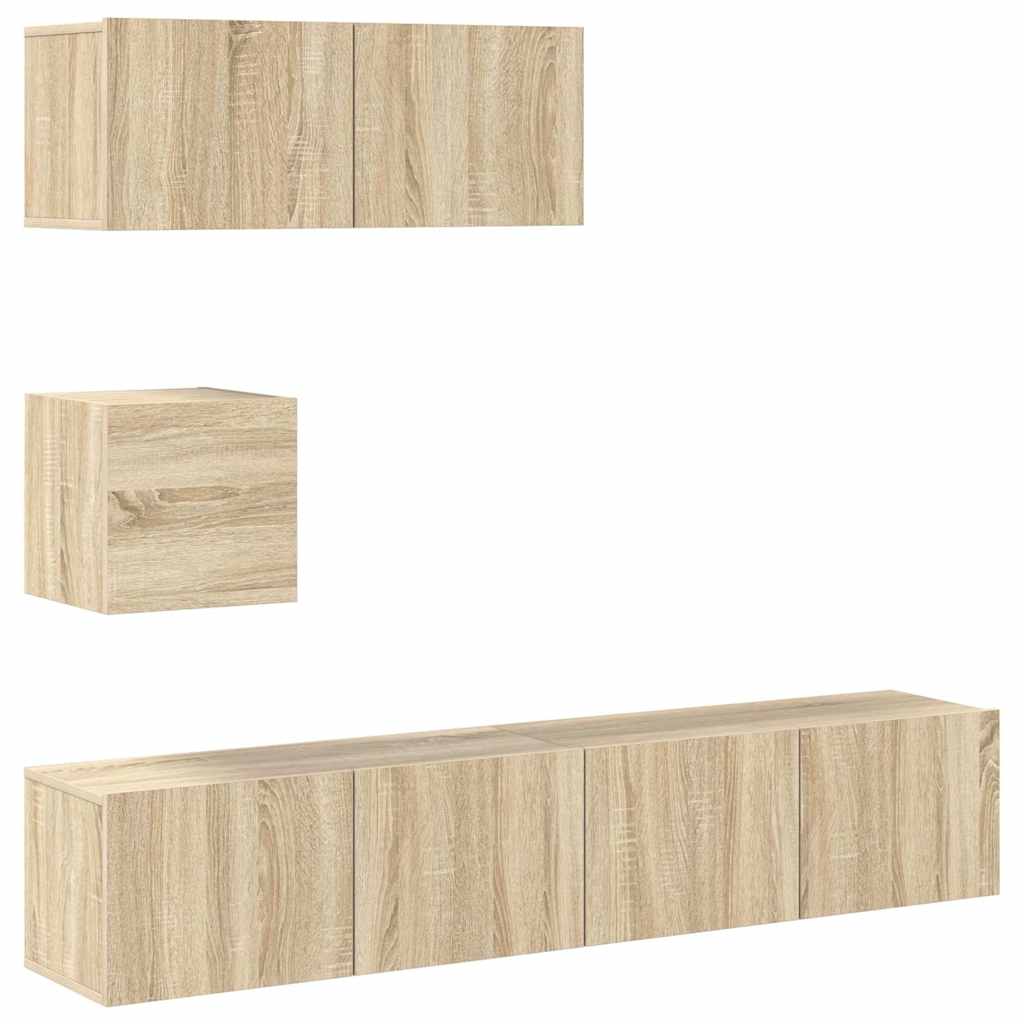 vidaXL Meuble TV 4 pcs Aggloméré Chêne Sonoma