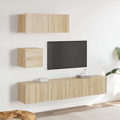 vidaXL Meuble TV 4 pcs Aggloméré Chêne Sonoma