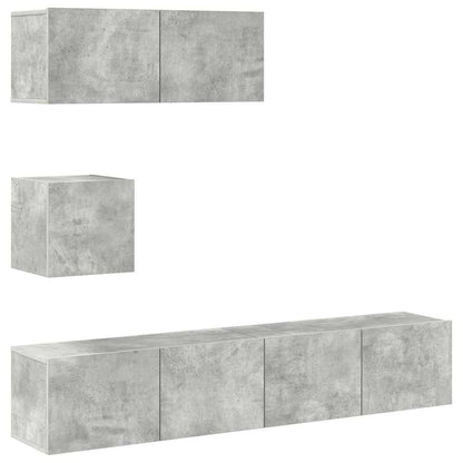 vidaXL Meuble TV 4 pcs Gris béton Aggloméré