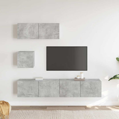vidaXL Meuble TV 4 pcs Gris béton Aggloméré