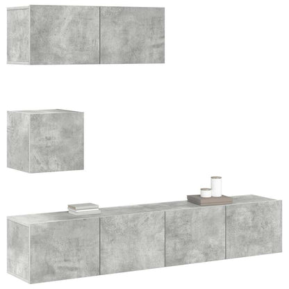 vidaXL Meuble TV 4 pcs Gris béton Aggloméré
