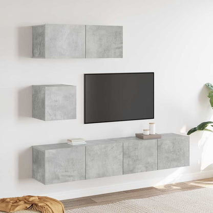vidaXL Meuble TV 4 pcs Gris béton Aggloméré
