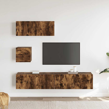 vidaXL Ensemble de 4 meubles TV en aggloméré chêne fumé