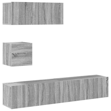 vidaXL Meuble TV, 4 pcs, Gris sonoma, Bois d'ingénierie
