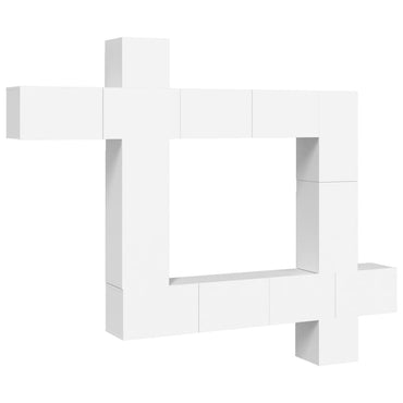 vidaXL Meuble TV, 9 pcs, Blanc, Bois d'ingénierie