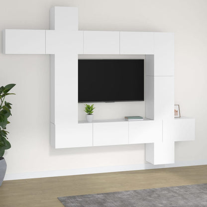 vidaXL 9-tlg. TV-Schrank-Set Weiß Holzwerkstoff