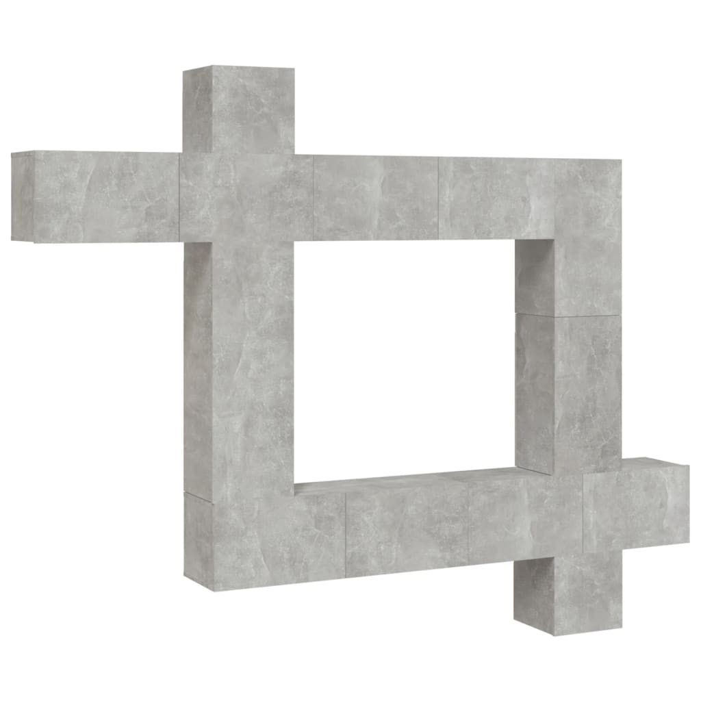 vidaXL Meuble TV 9 pcs Gris béton Bois d'ingénierie