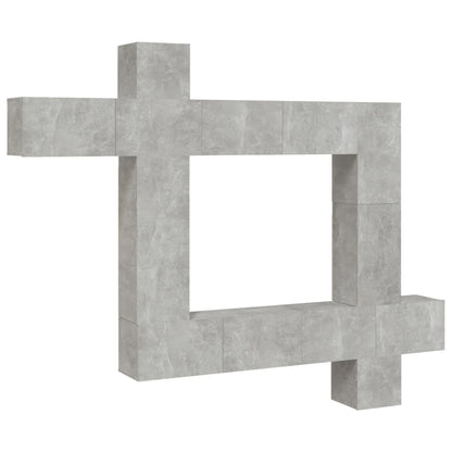 vidaXL Meuble TV 9 pcs Gris béton Bois d'ingénierie