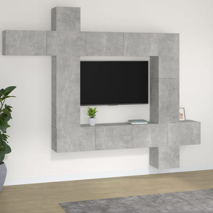 vidaXL Meuble TV 9 pcs Gris béton Bois d'ingénierie