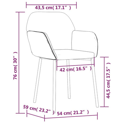vidaXL Chaises de salle à manger 2 pcs Velours gris clair