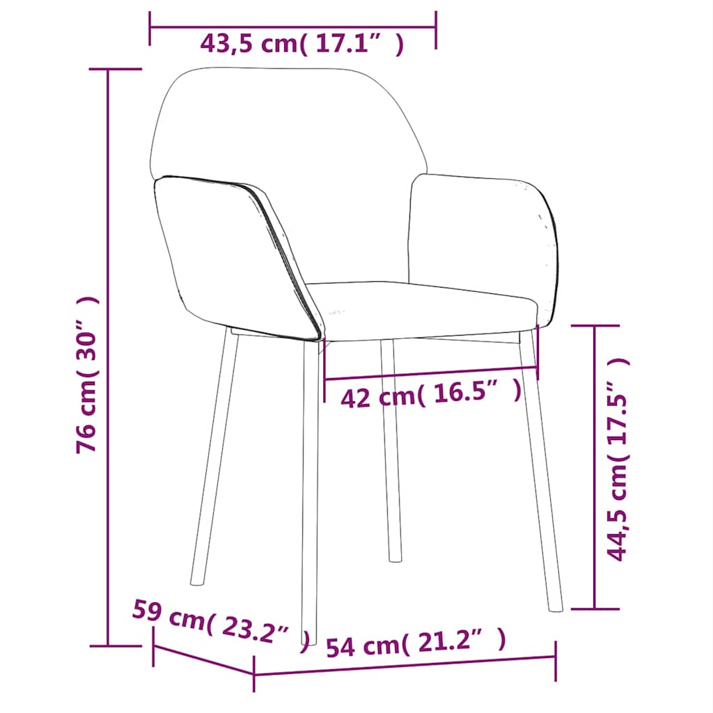 vidaXL Chaises de salle à manger 2 pcs Crème Velours