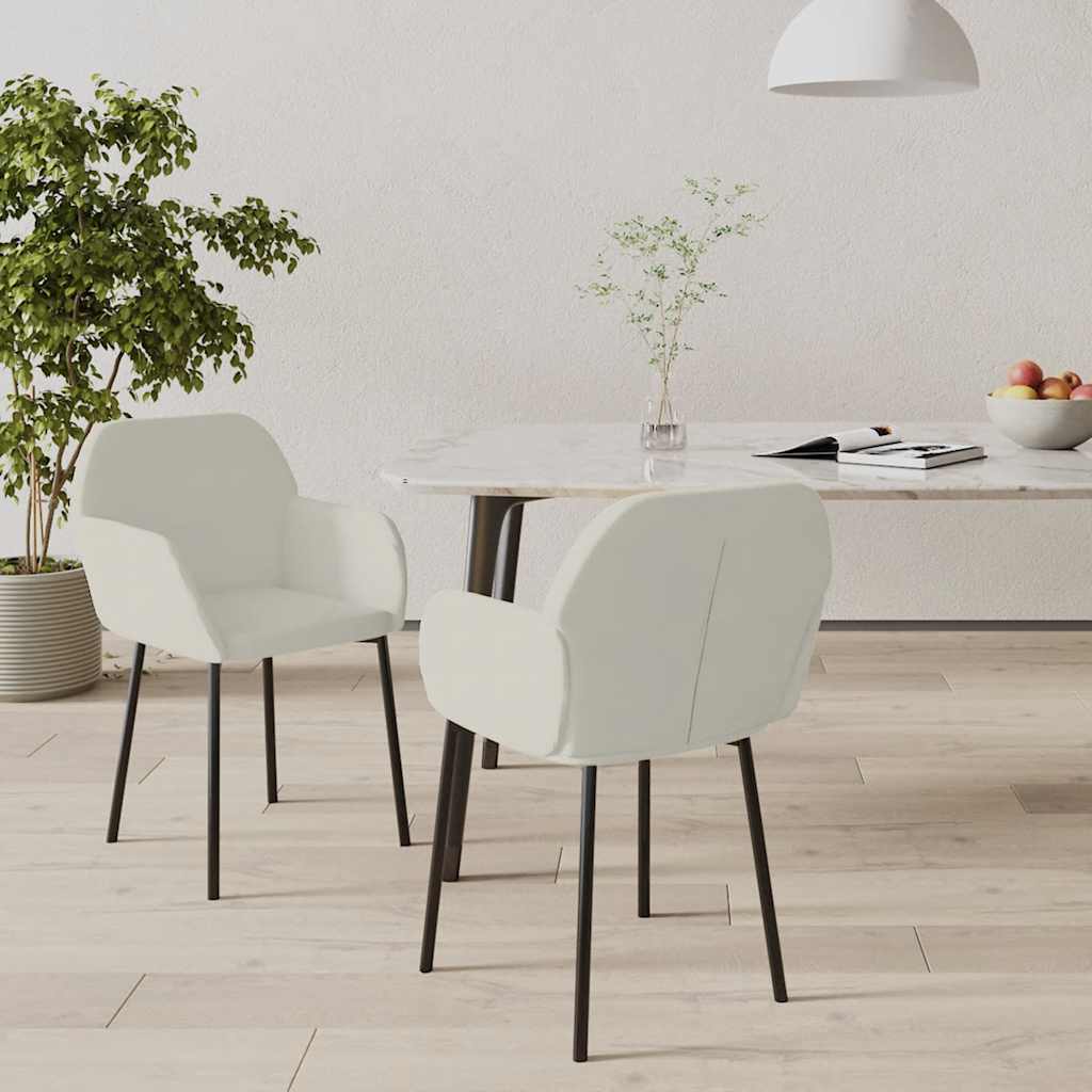vidaXL Chaises de salle à manger 2 pcs Crème Velours