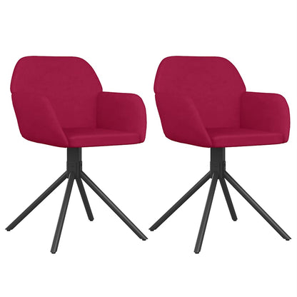 vidaXL Chaises de salle à manger pivotantes 2 pcs Velours rouge bordeaux