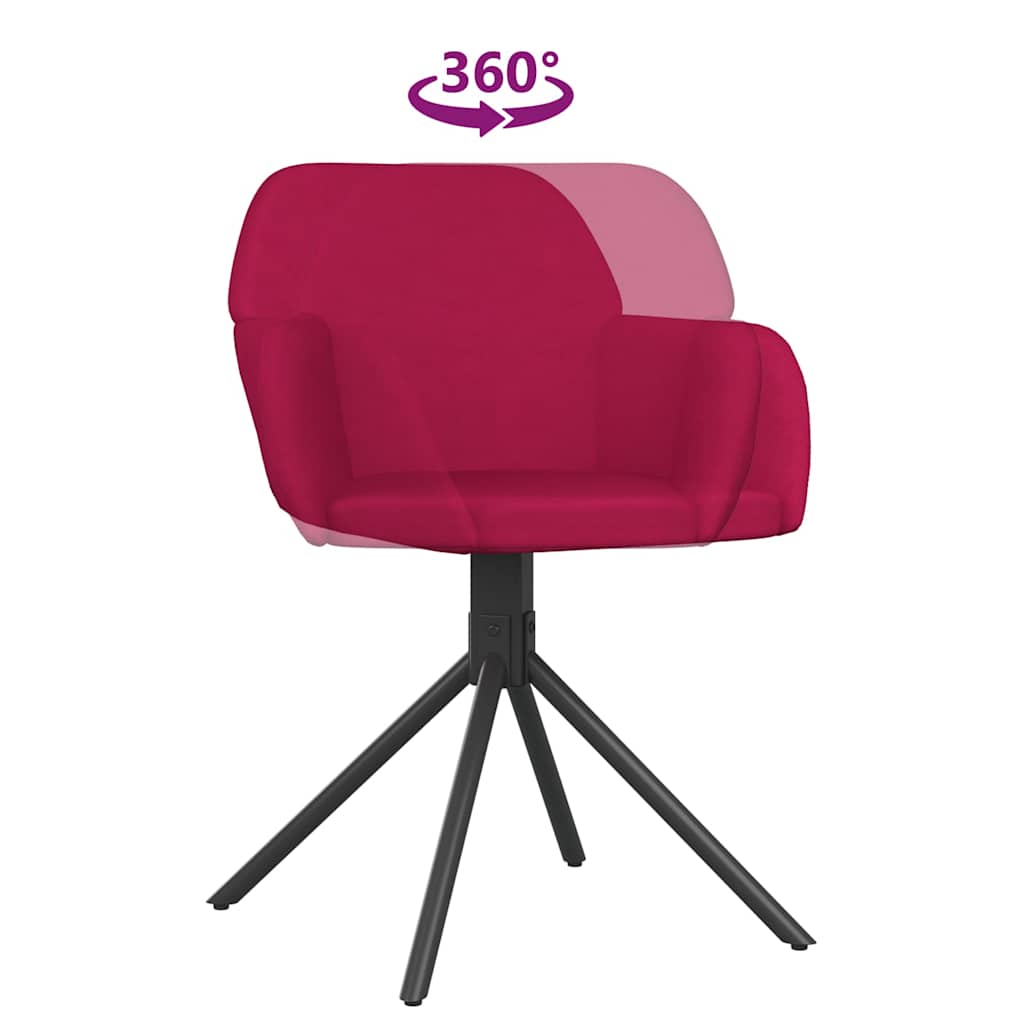 vidaXL Chaises de salle à manger pivotantes 2 pcs Velours rouge bordeaux