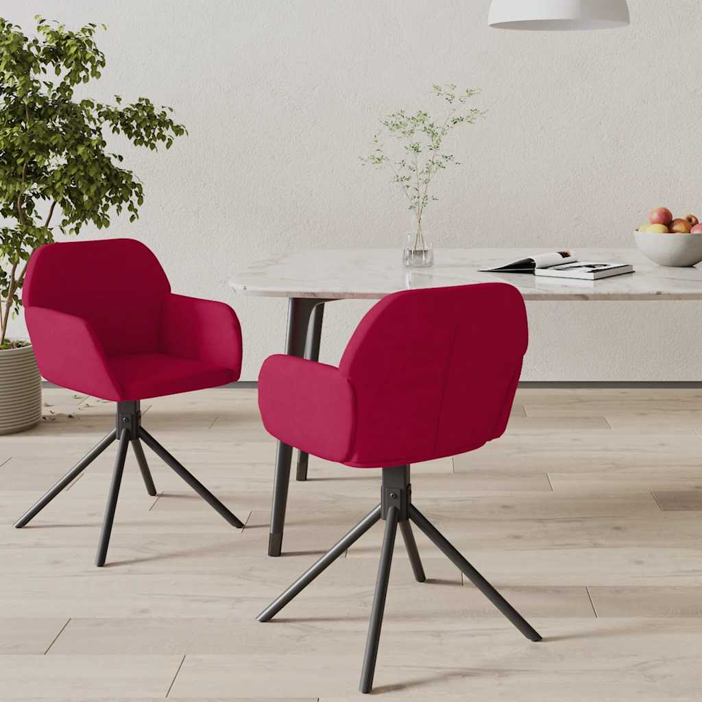 vidaXL Chaises de salle à manger pivotantes 2 pcs Velours rouge bordeaux