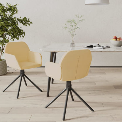 vidaXL Chaises de salle à manger pivotantes 2 pcs Crème Velours