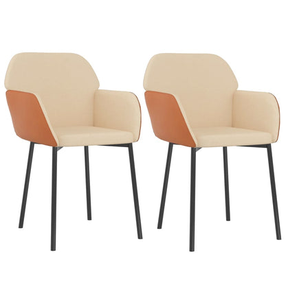 vidaXL Chaises de salle à manger 2 pcs Crème Tissu et similicuir