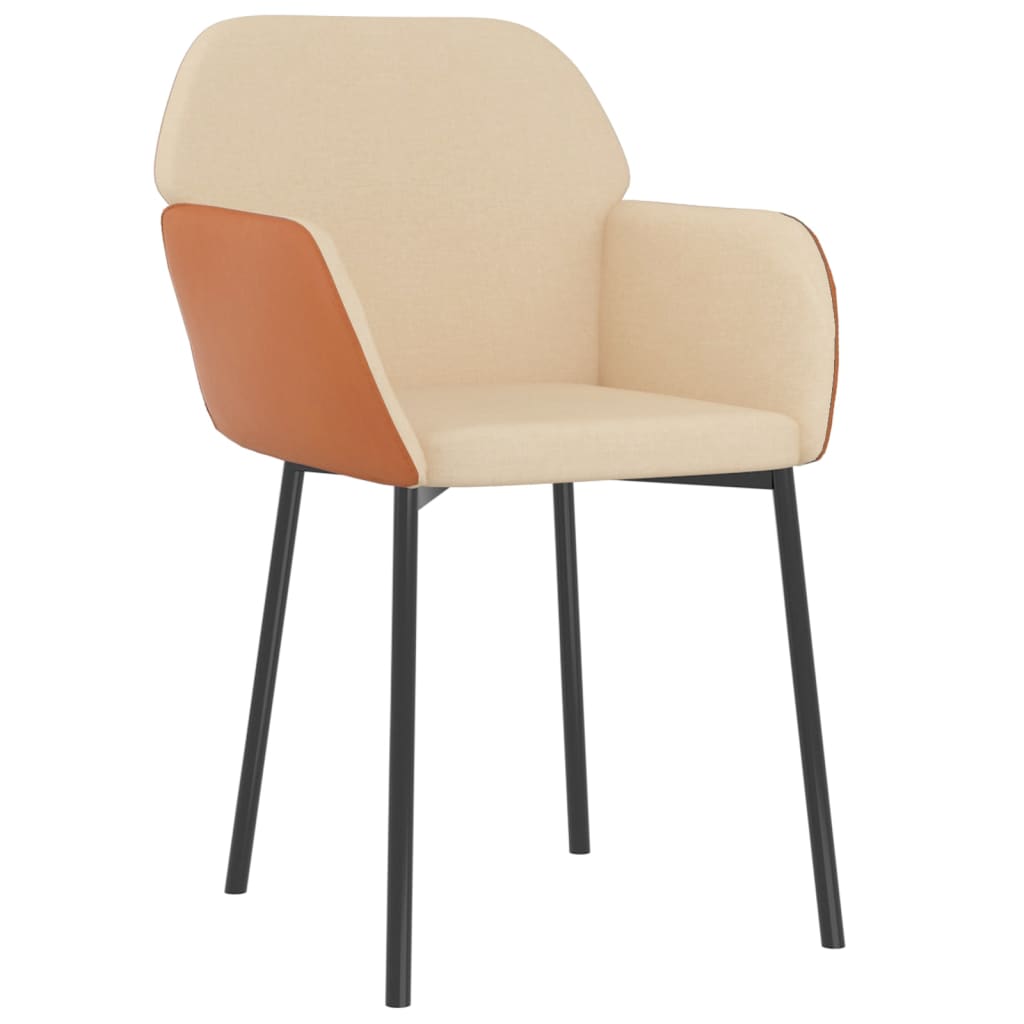 vidaXL Chaises de salle à manger 2 pcs Crème Tissu et similicuir