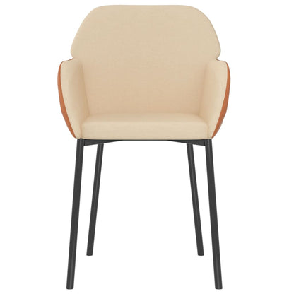 vidaXL Chaises de salle à manger 2 pcs Crème Tissu et similicuir