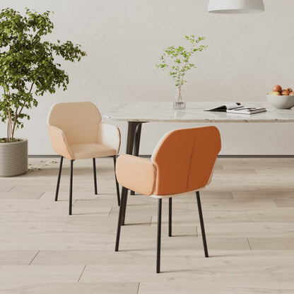 vidaXL Chaises de salle à manger 2 pcs Crème Tissu et similicuir