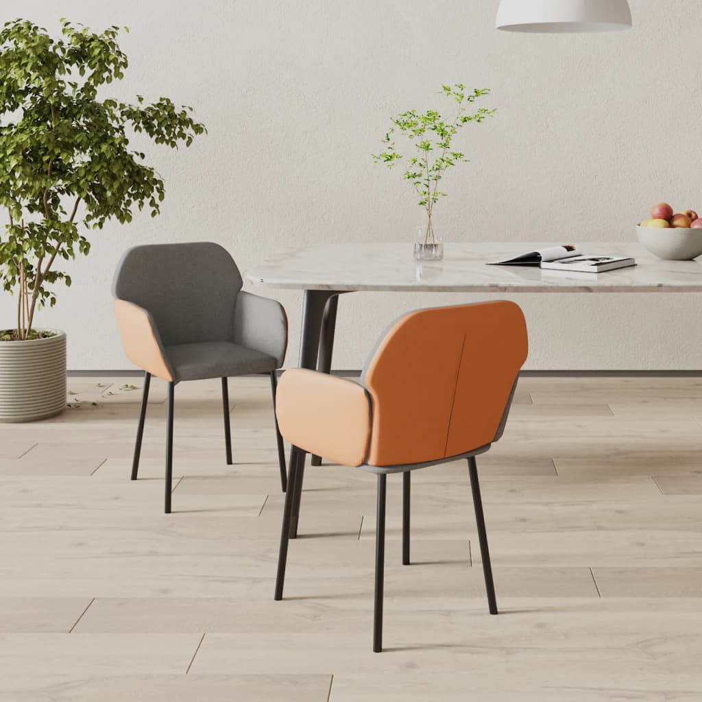 vidaXL Chaises de salle à manger 2 pcs Gris clair Tissu et similicuir