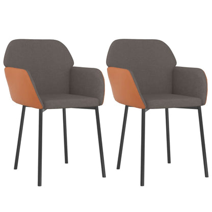 vidaXL Chaises de salle à manger 2 pcs Tissu et similicuir gris foncé
