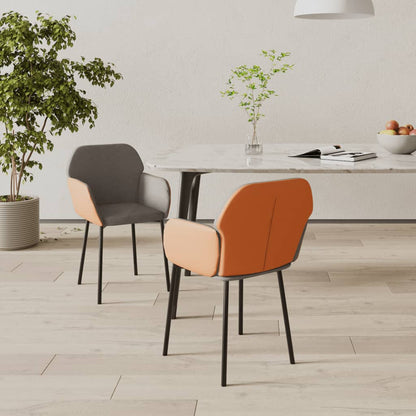 vidaXL Chaises de salle à manger 2 pcs Tissu et similicuir gris foncé