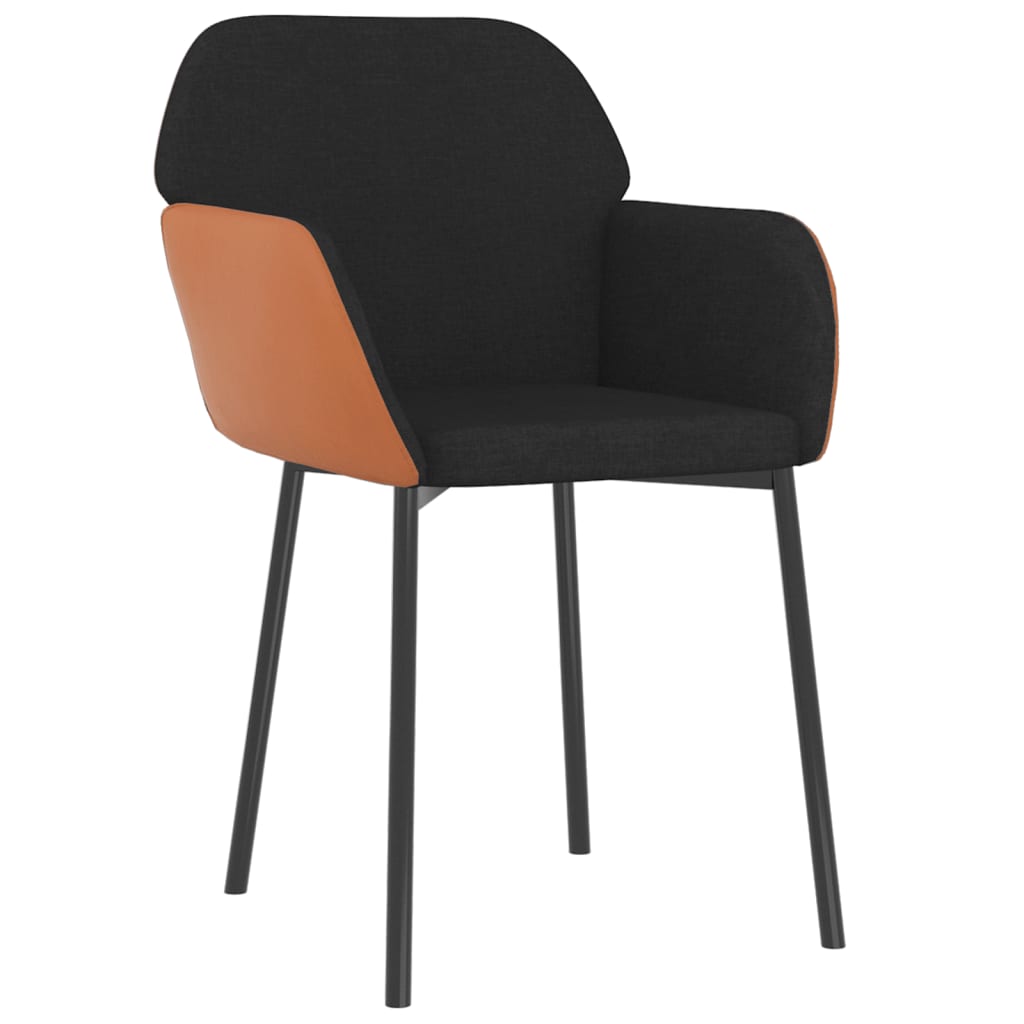 vidaXL Chaises de salle à manger 2 pcs Tissu et similicuir noirs