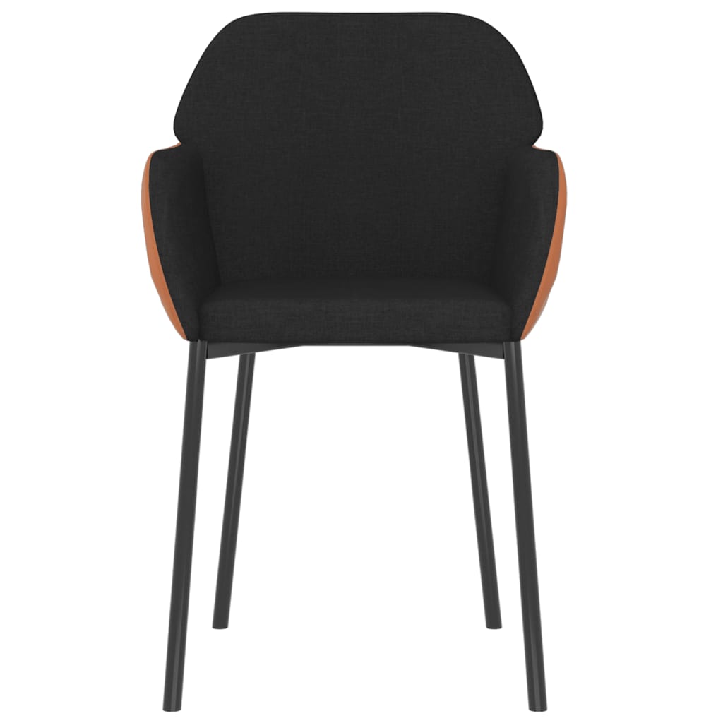 vidaXL Chaises de salle à manger 2 pcs Tissu et similicuir noirs