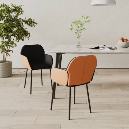 vidaXL Chaises de salle à manger 2 pcs Tissu et similicuir noirs
